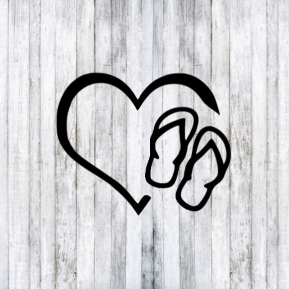 Heart & Flip Flops Beach Life Car Window Decal